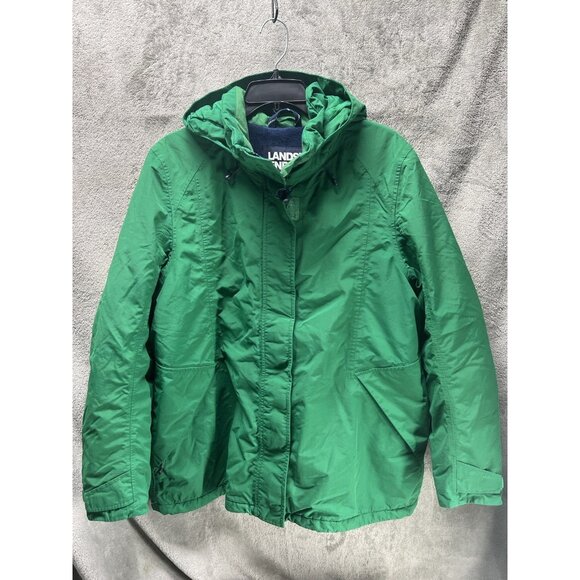Land's End Women's XL Green Winter Squall Insulated Waterproof Parka Coat Hood - Picture 1 of 5